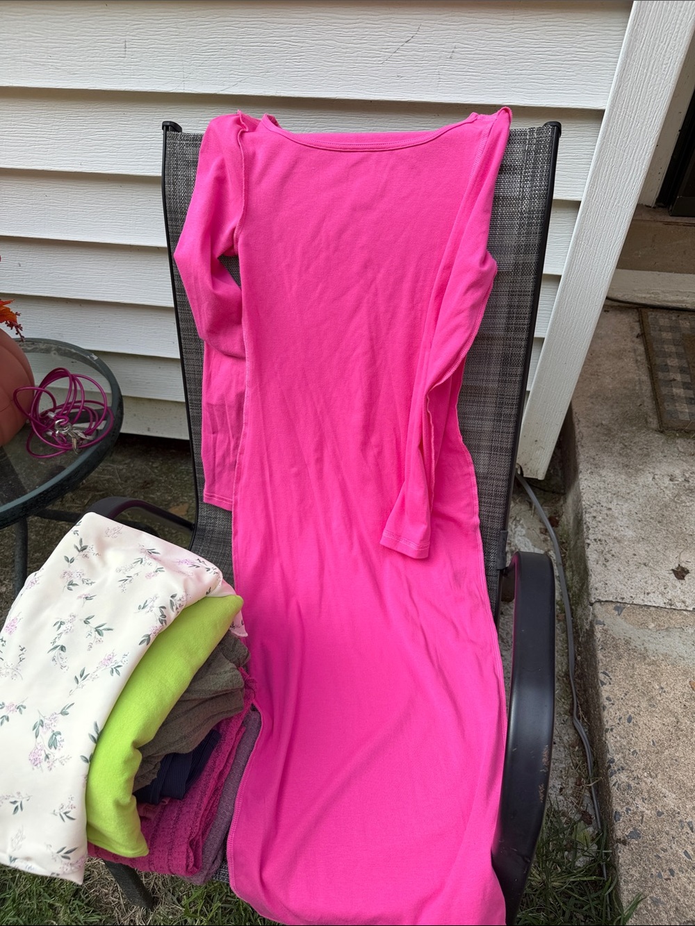 SHEIN Hot Pink Long Sleeve Maxi Dress